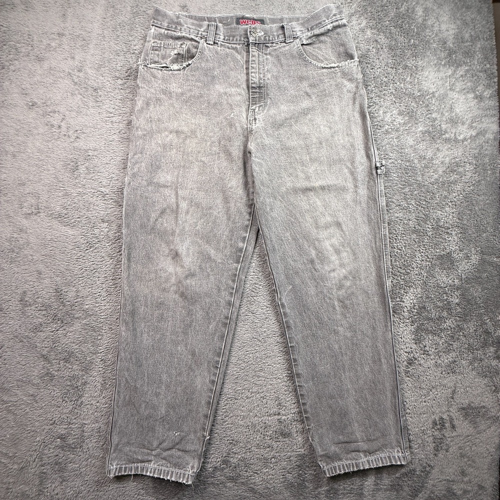 Vintage Y2K Webs Original Jeanswear Baggy Cargo Jeans Gray Distressed 36x32